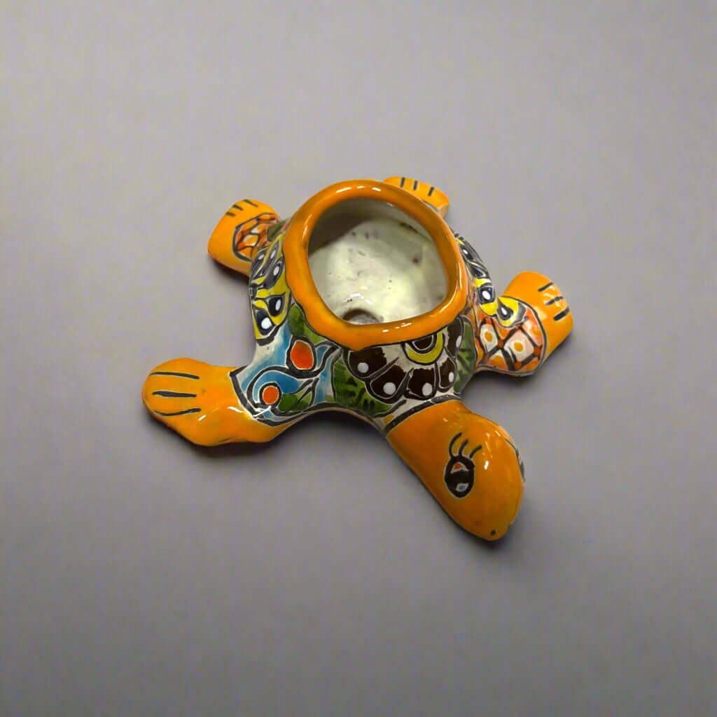 Hand-Painted Talavera Sea Turtle | Mini Vibrant Planter