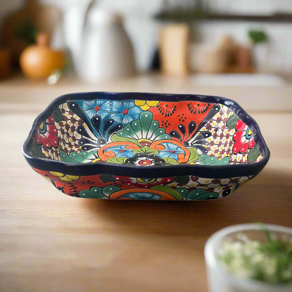 Talavera Serving Dish | Large Hand-Painted Mexican Ceramic Bowl