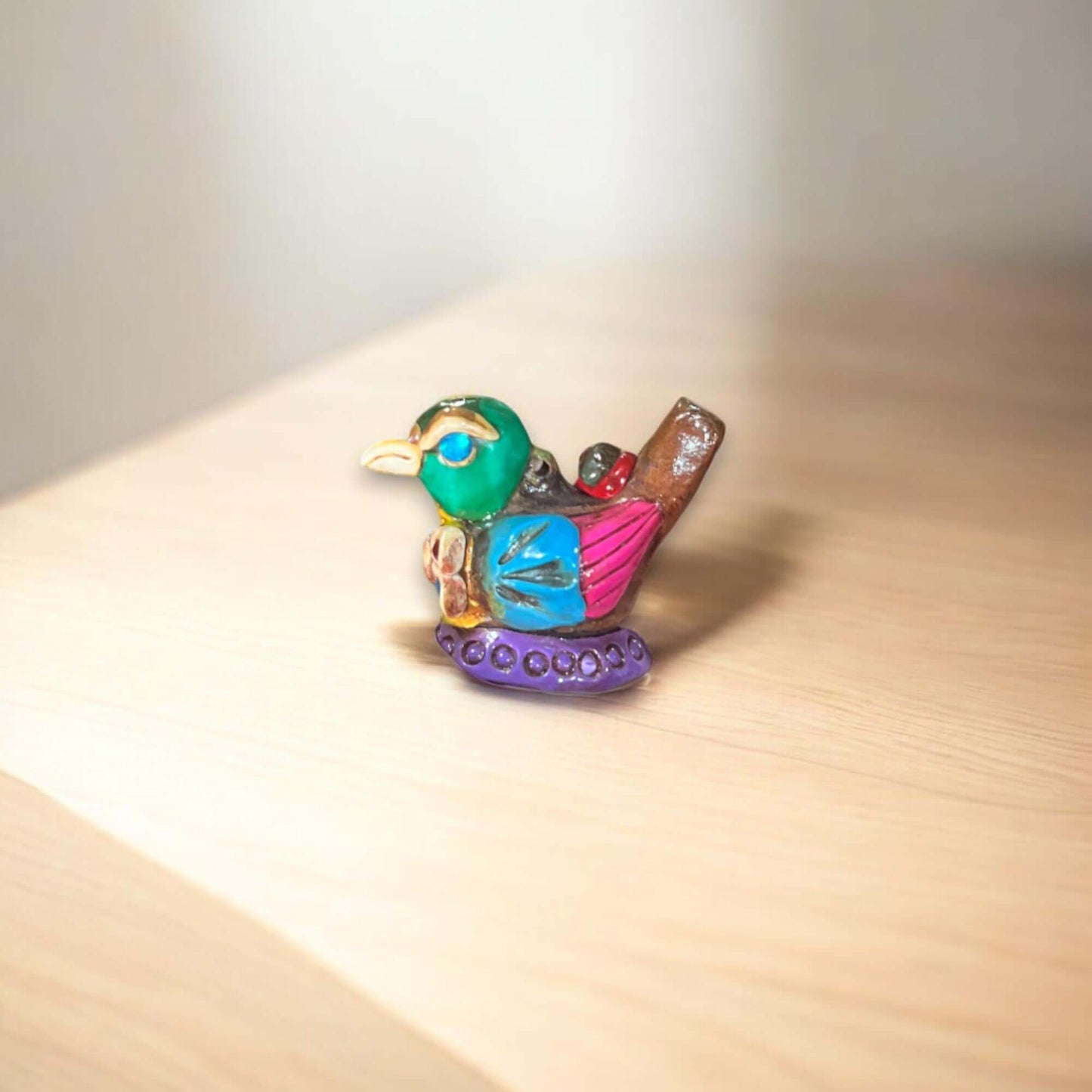 Small Aztec Bird Whistle | Handcrafted Cultural Ceramic Decor