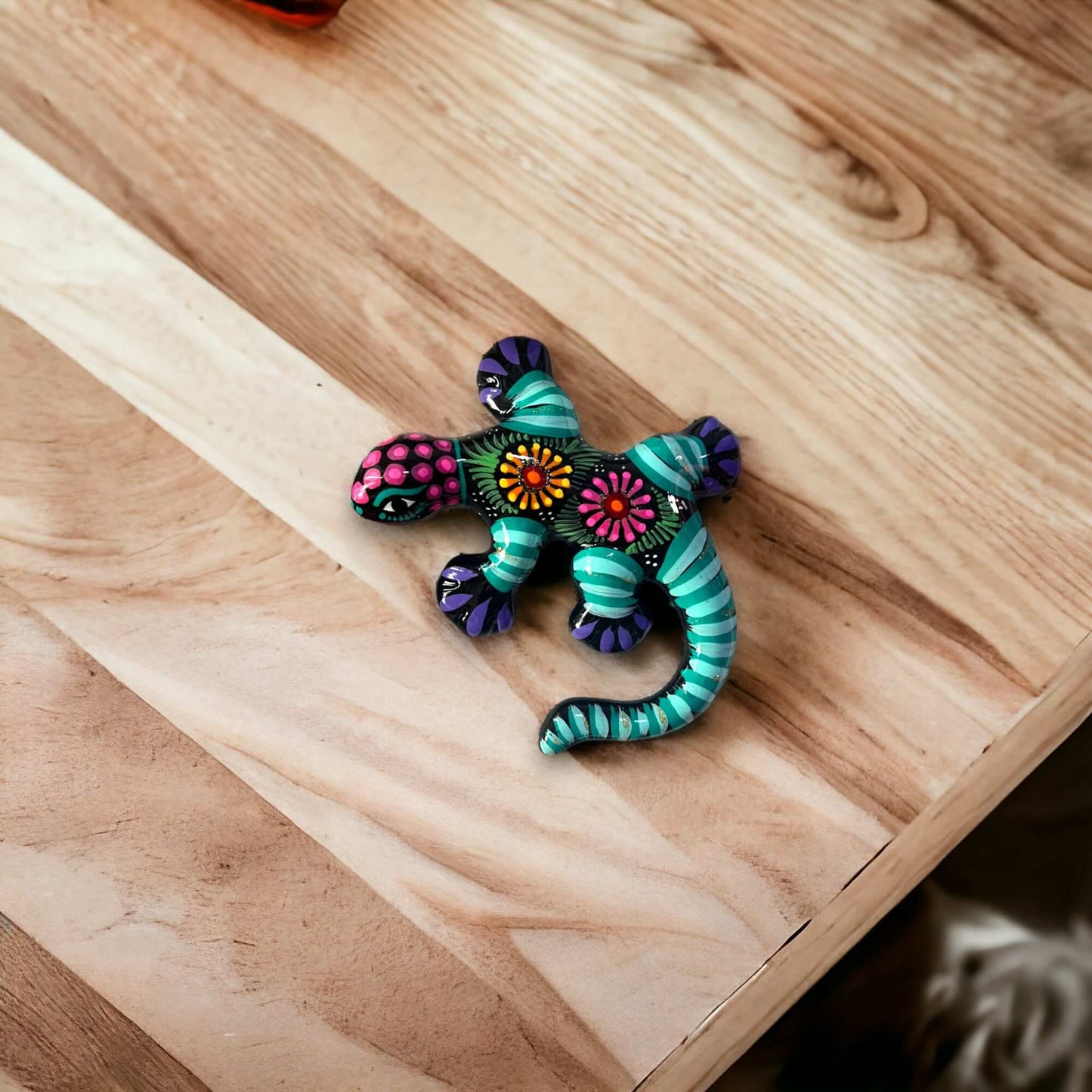 Talavera Lizard Figurine | Mexican Handcrafted Wall Decor