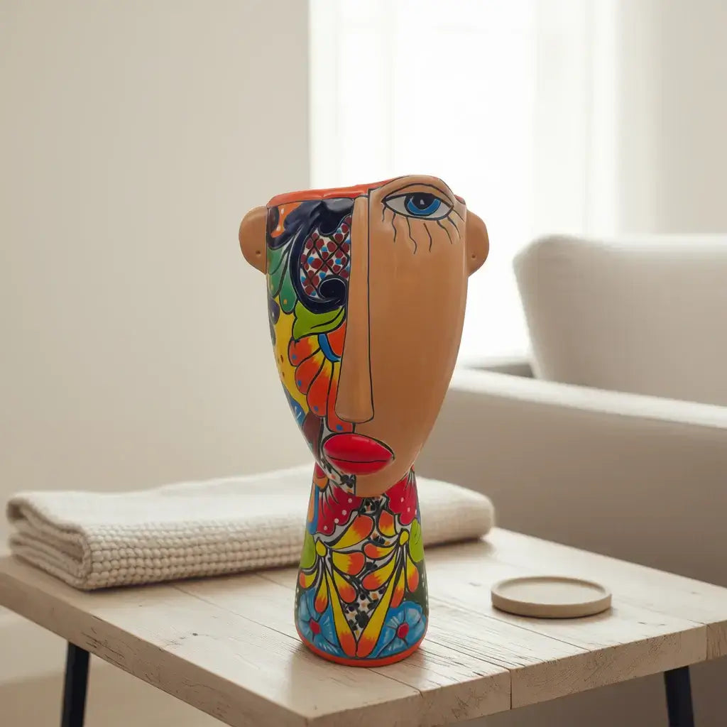 Talavera Lady Planter | Handcrafted Mexican Folk Art
