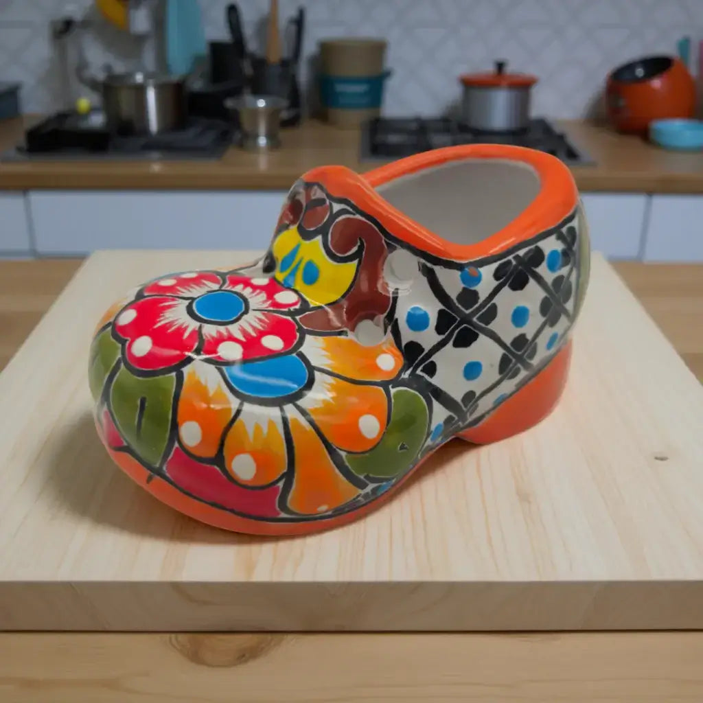 Vibrant Talavera Shoe Planter | Handcrafted Mexican Pottery