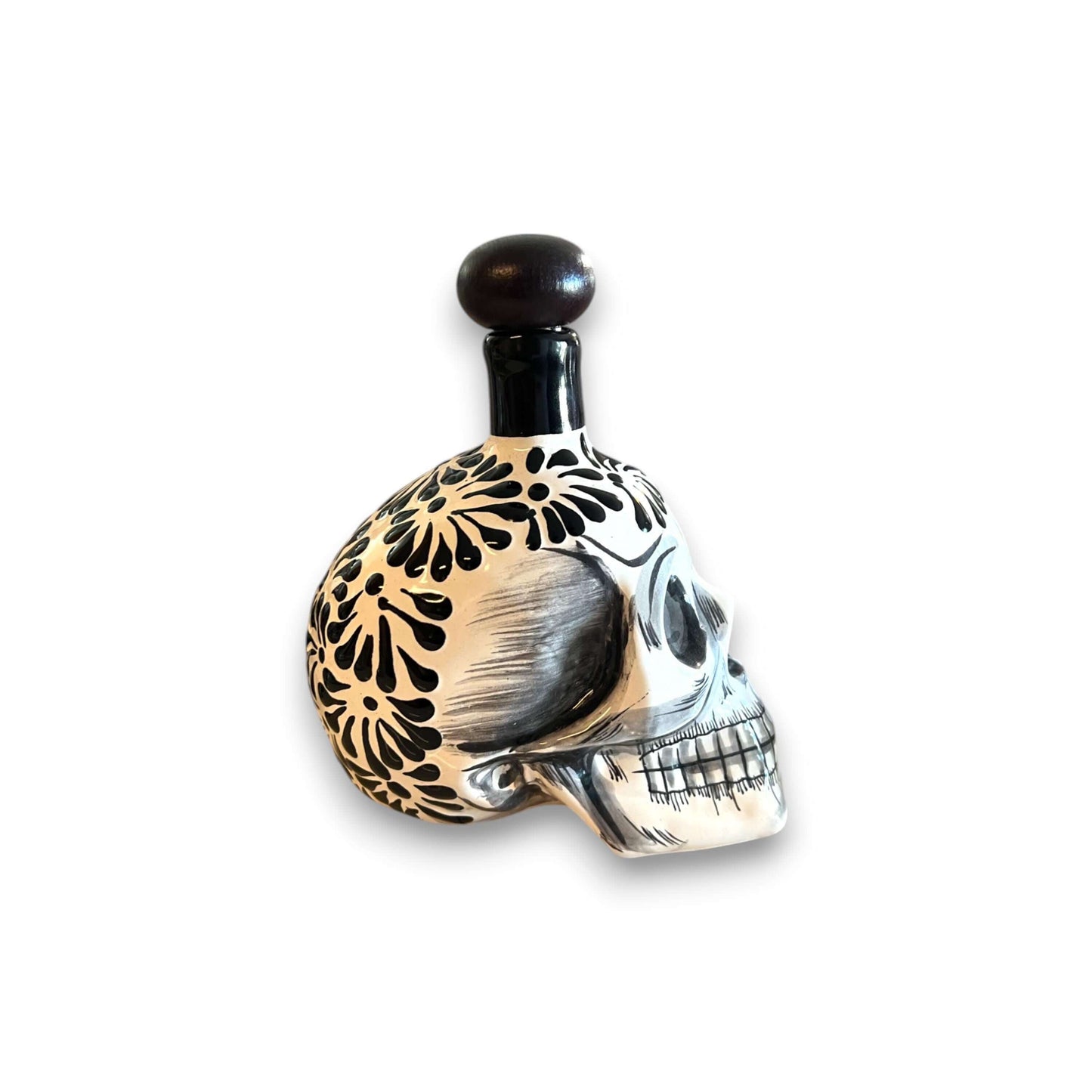 Handmade Skull Decanter Set | Black & White Mexican Barware