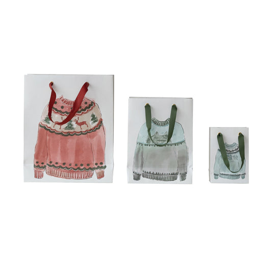 Sweater Print Christmas Gift Bags | 3 Sizes