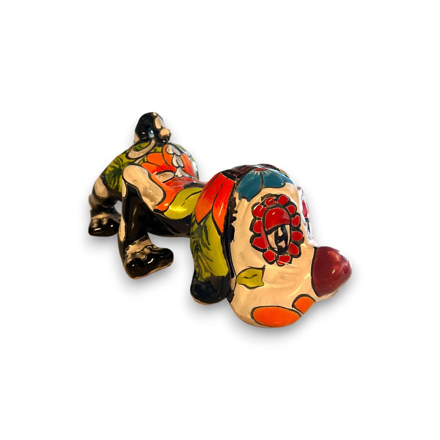 Handmade Talavera Day of the Dead Bloodhound Statue | Mexican Folk Art (Medium)