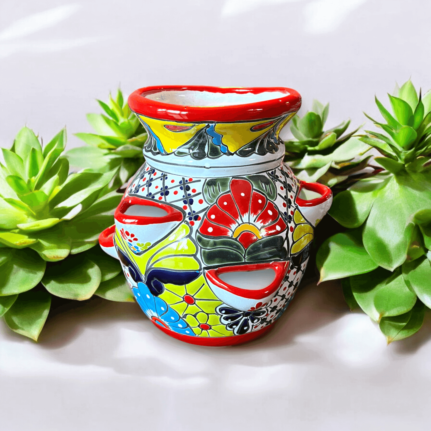 Handmade Talavera Strawberry Planter | Colorful Mexican Pottery