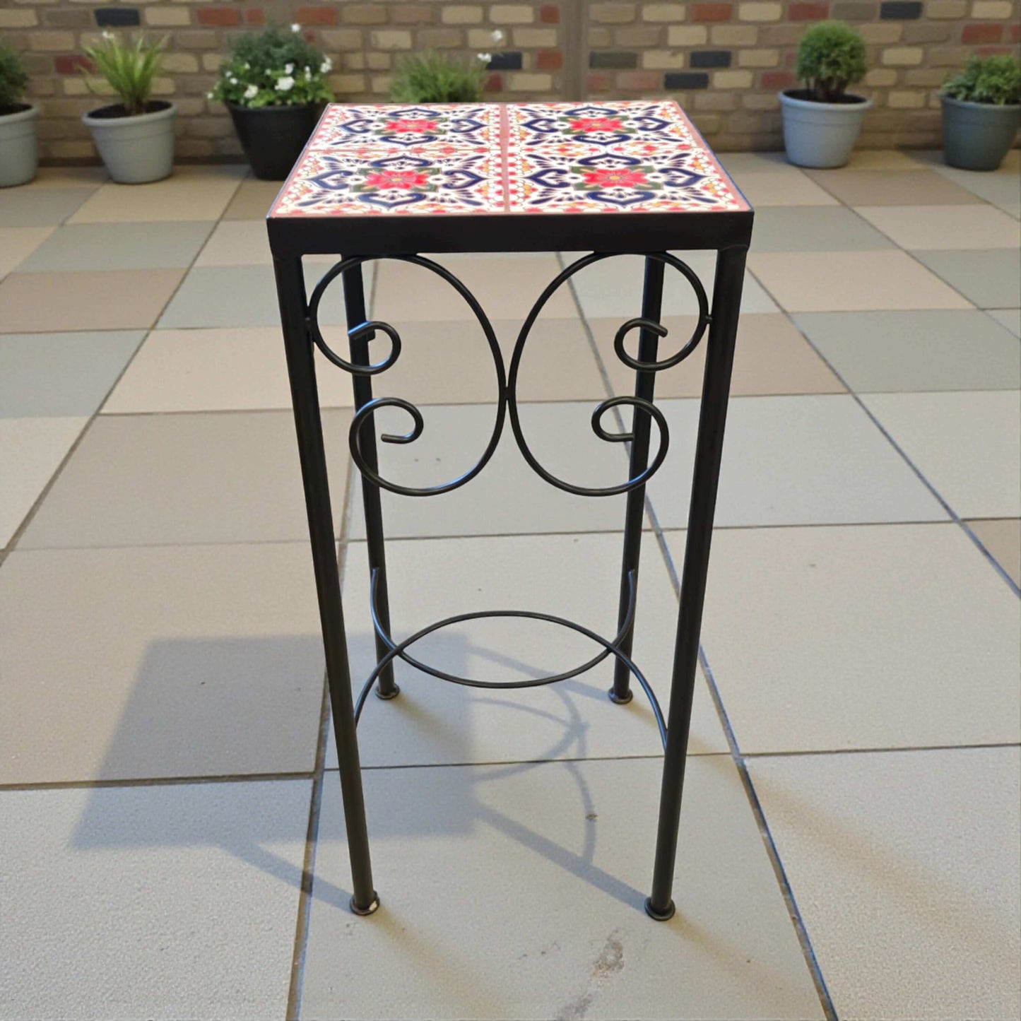 Custom Talavera Tile Accent Table | Handmade Mexican End Table