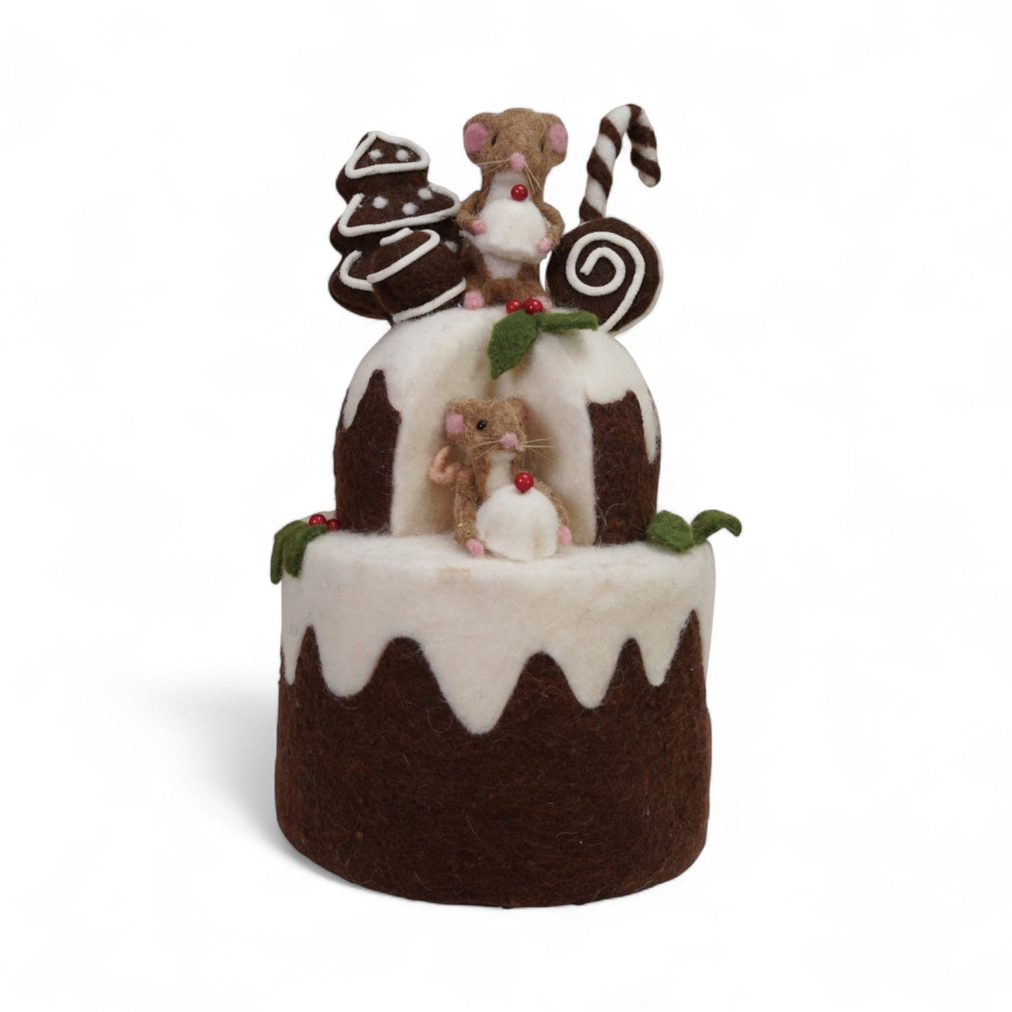 Wool Felt 2-Tier Cake with Mice & Gingerbread
