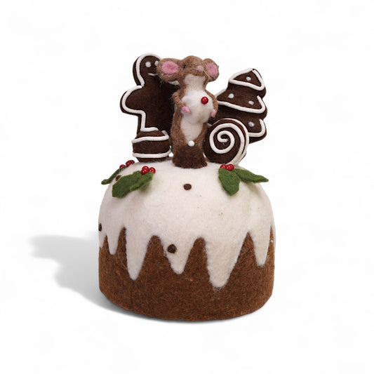 Wool Felt Cake with Mouse & Gingerbread