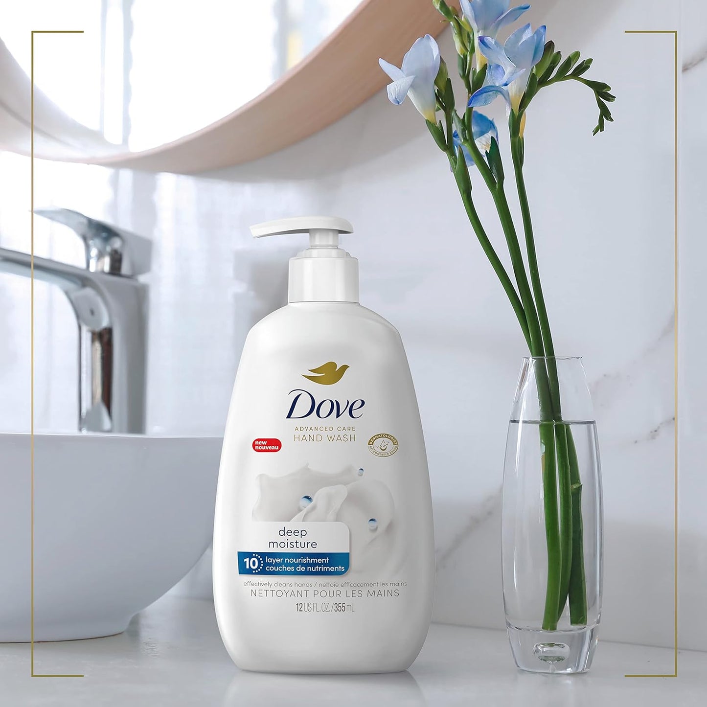 Dove Advanced Care Hand Wash Deep Moisture for Soft, Smooth Skin, More Moisturizers than the Leading Ordinary Hand Soap, 12 oz - (Pack of 8)