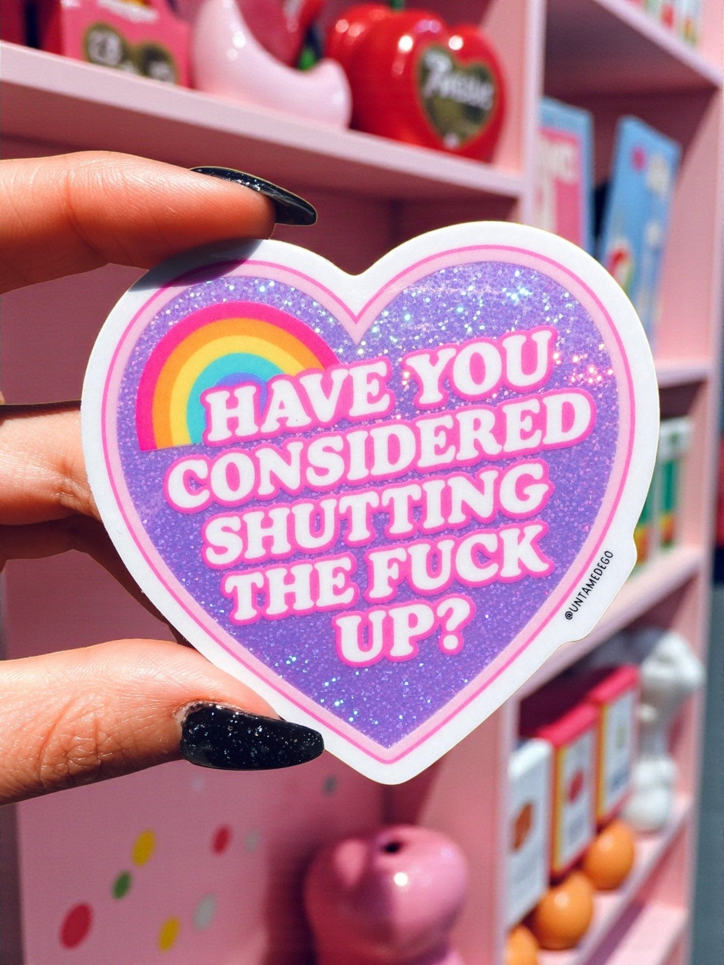 Have You Considered – Funny Heart Rainbow Glitter Vinyl Sticker