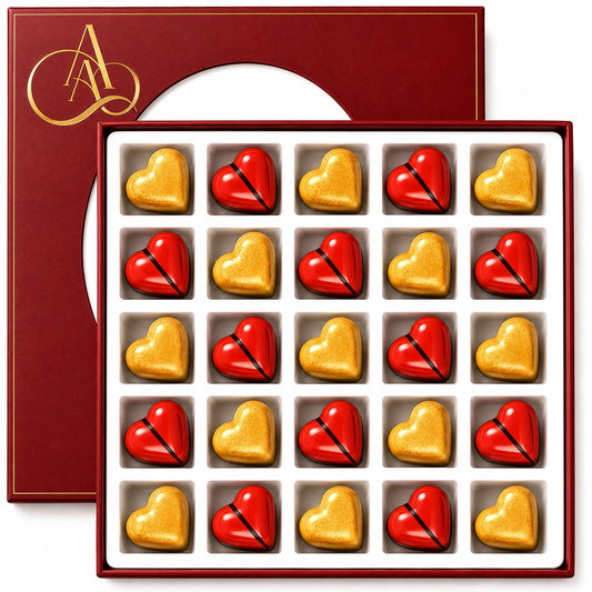 Andy Anand White Chocolate Heart Gift Box, 25 pc, 60% Cocoa – Gluten-Free, Silky Smooth, Valentine's Day, Anniversary & Special Gift