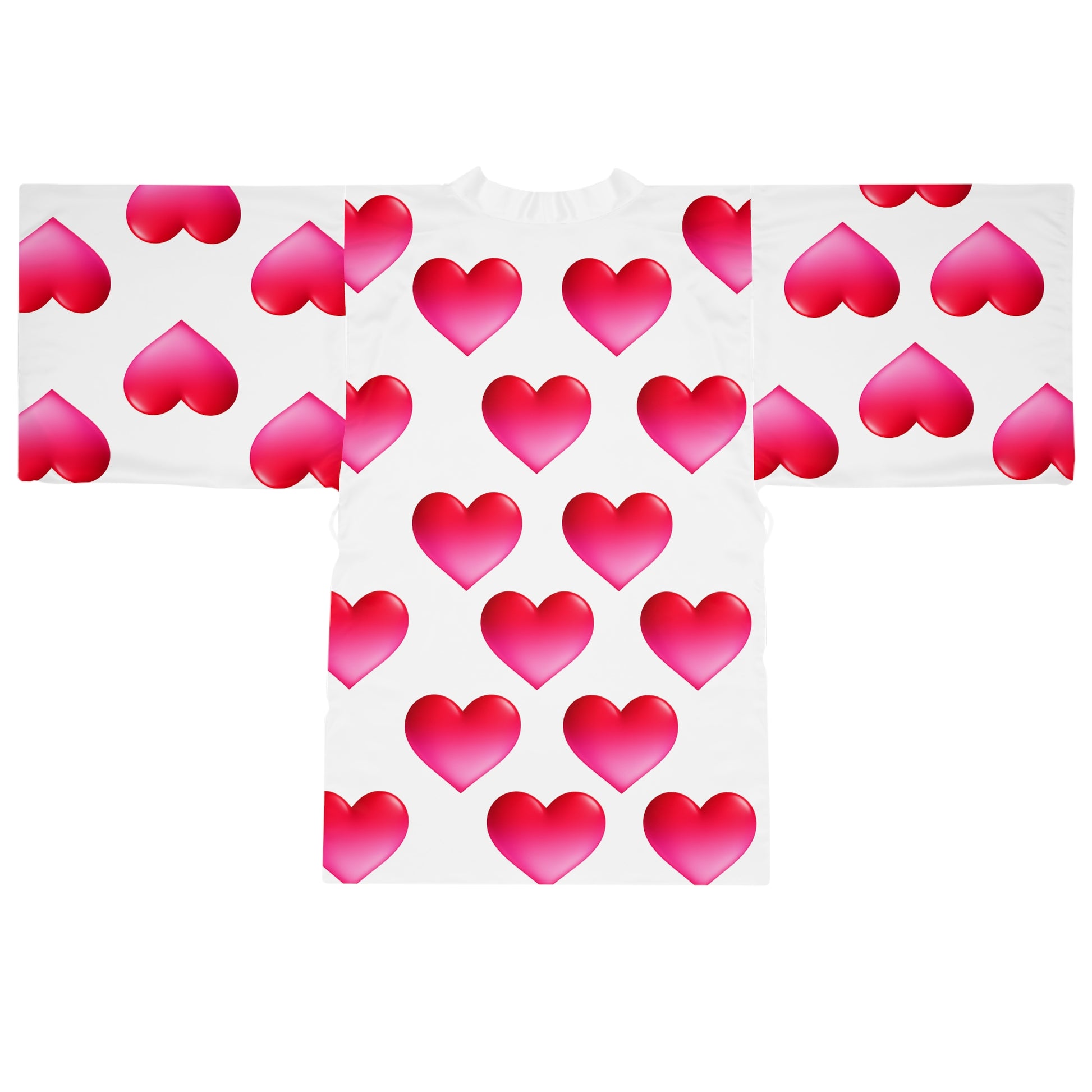 Pattern of pink hearts on a white background