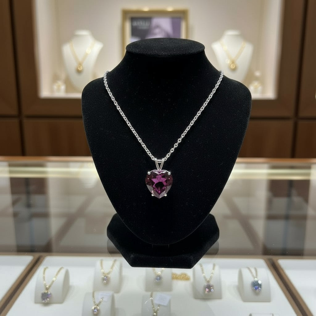 "Cherished Memories" Heart Checkered Cut Cremation Pendant 15mm
