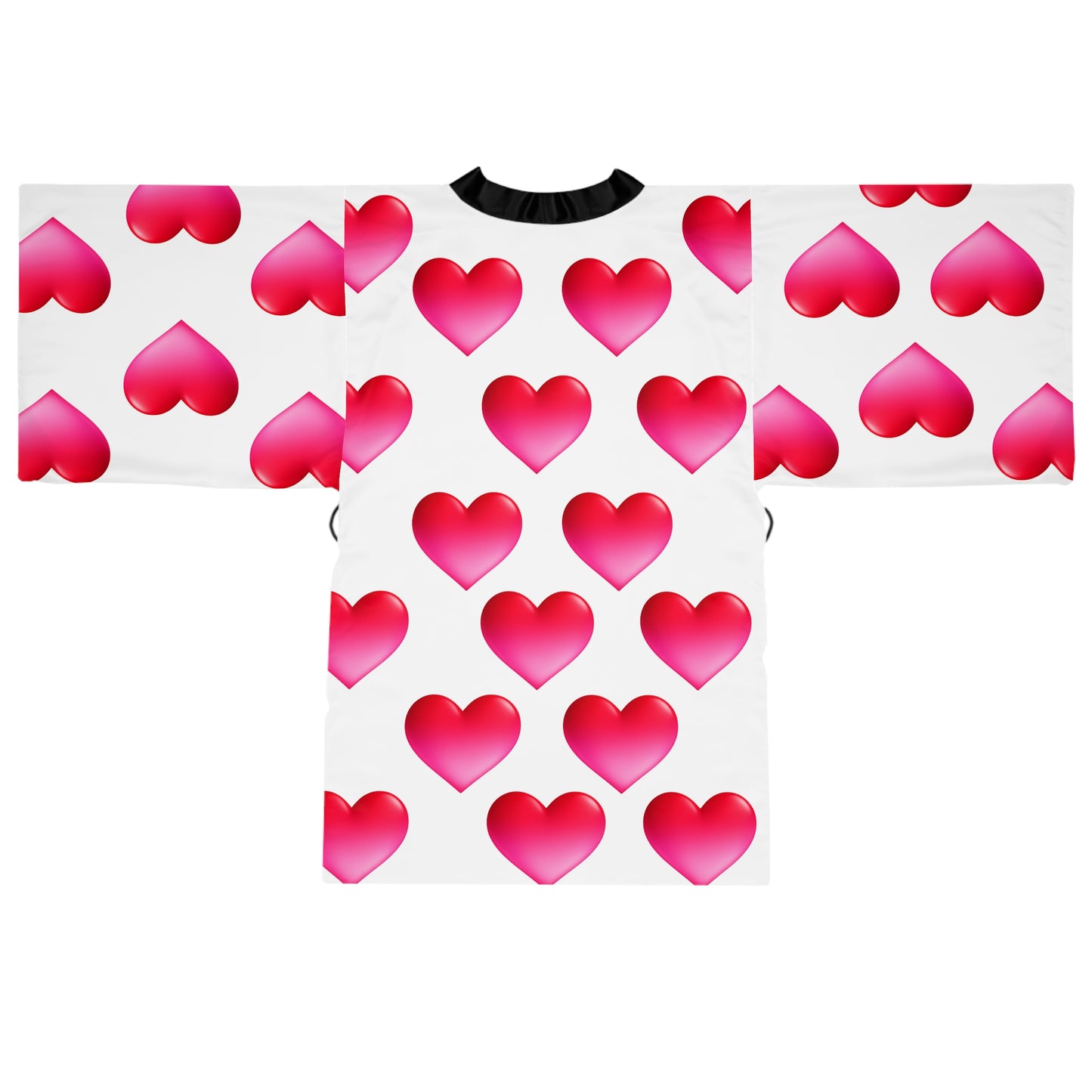 White shirt with pink heart pattern on a white background