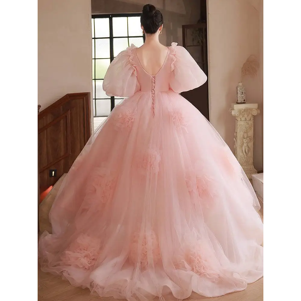 High End Banquet Style Host Floral Tulle Gown