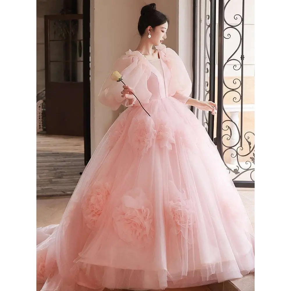 High End Banquet Style Host Floral Tulle Gown