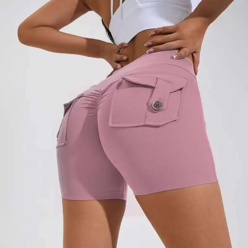High Waist Hip Lifting Shorts with Pockets