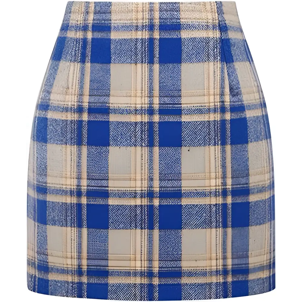 High Waist Plaid Tight Pencil Wool Mini Skirt