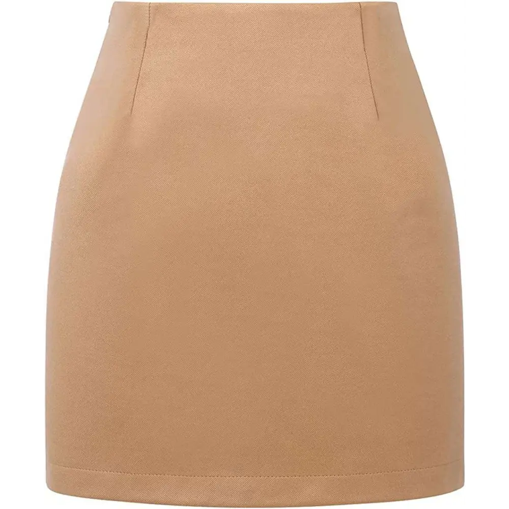 High Waist Plaid Tight Pencil Wool Mini Skirt