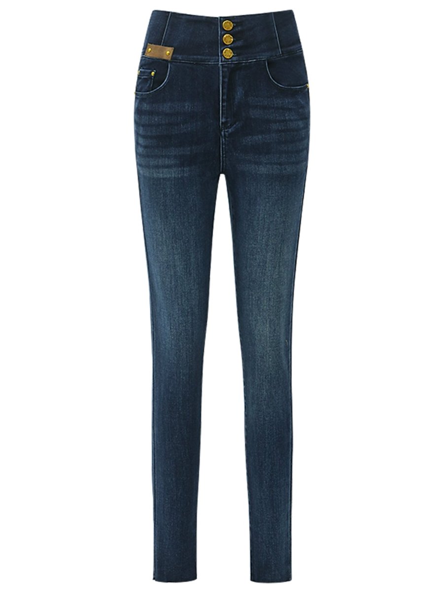 High Waist Skinny Jeans Navy-3