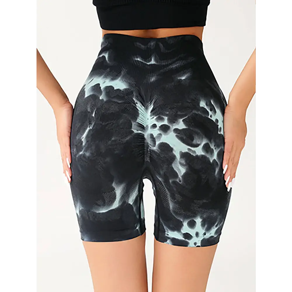 High Waist Tummy Control Tie-Dye Yoga Shorts