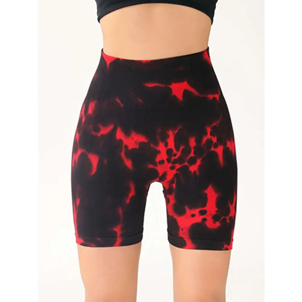 High Waist Tummy Control Tie-Dye Yoga Shorts