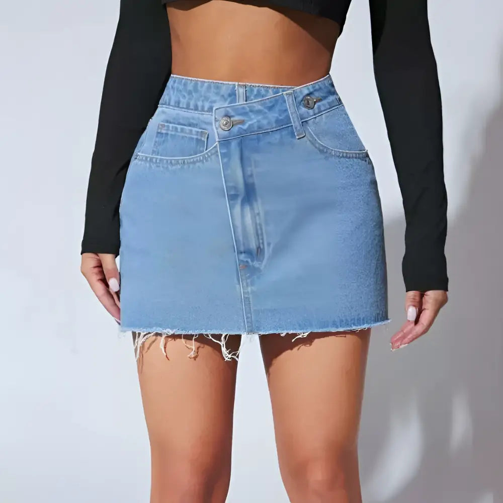 High Waisted Fashion Irregular Denim Short Skirt