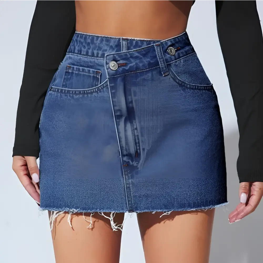High Waisted Fashion Irregular Denim Short Skirt