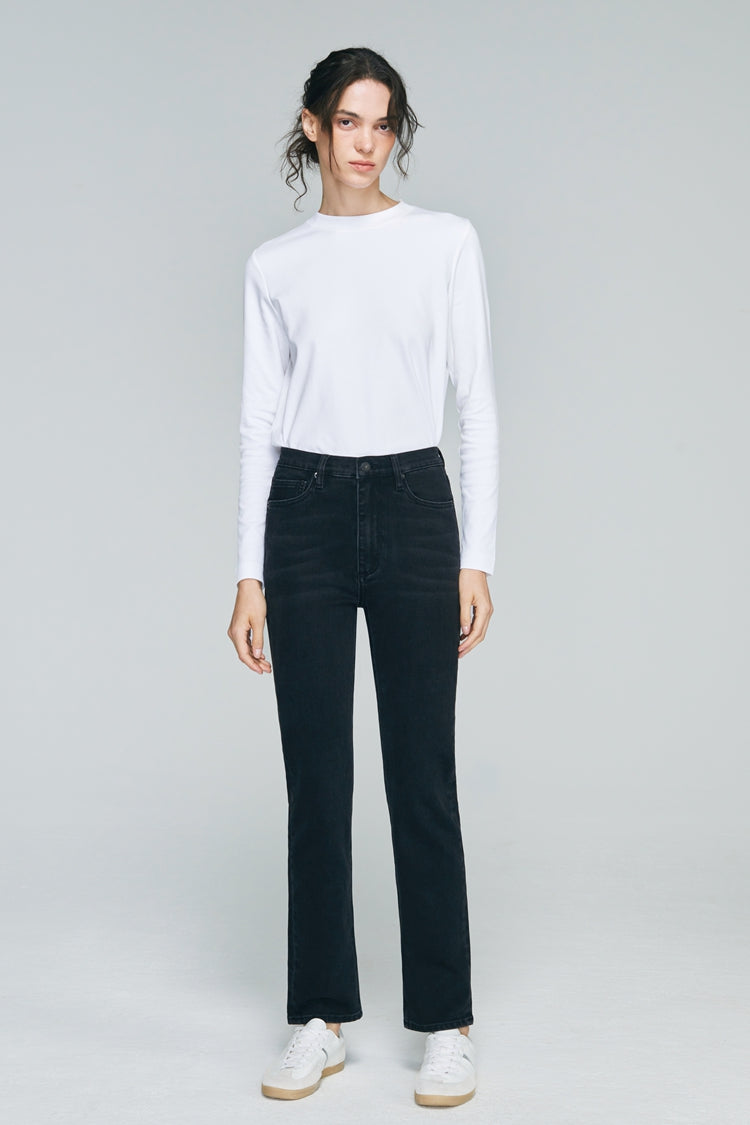 Two Shots High Rise Straight Crop Jeans HJ013