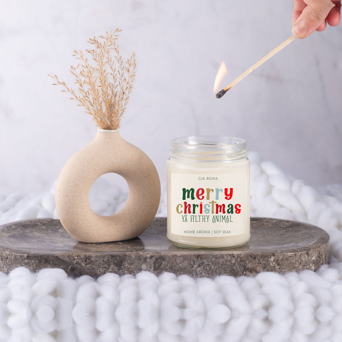 Holiday Christmas Candle Sweet Zesty Floral Rose Jasmine Scent 8oz