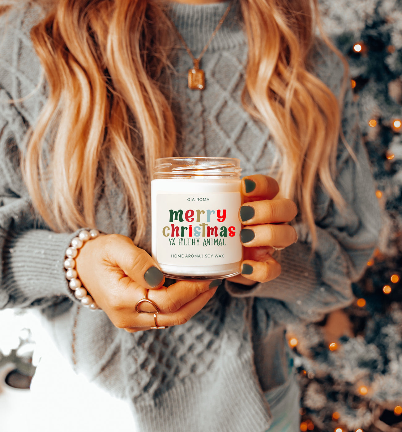 Holiday Christmas Candle Sweet Zesty Floral Rose Jasmine Scent 8oz