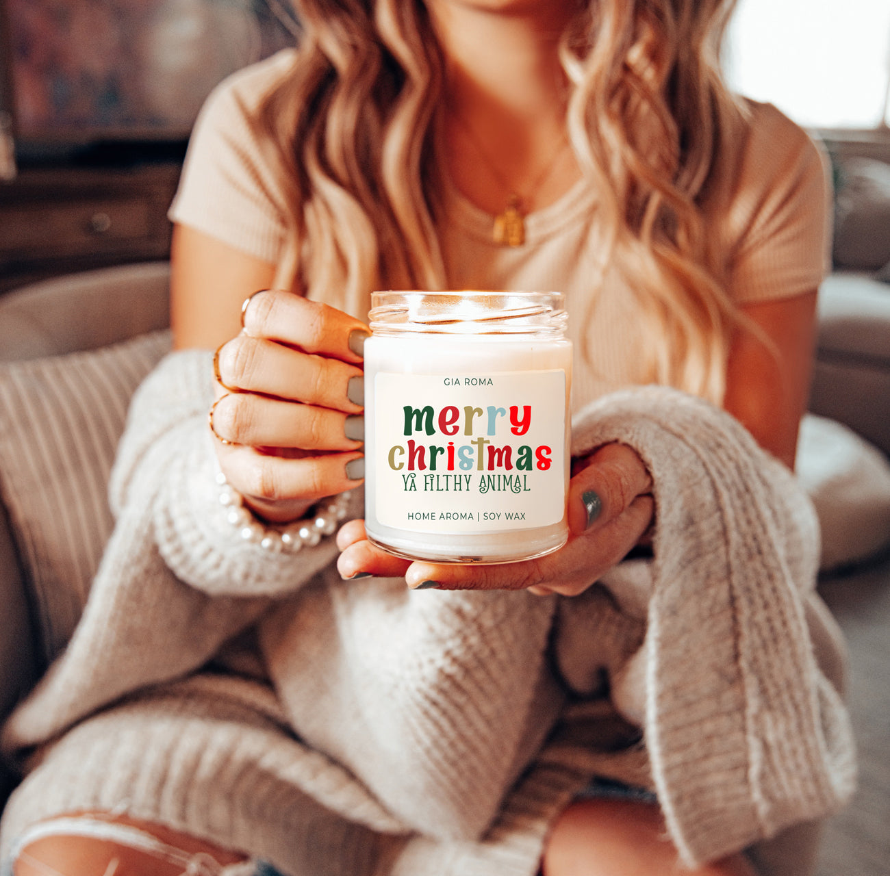 Holiday Christmas Candle Sweet Zesty Floral Rose Jasmine Scent 8oz