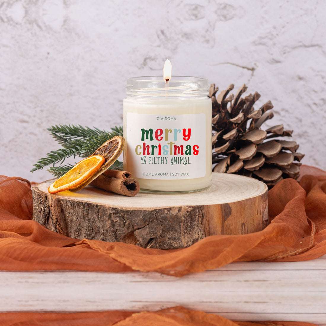 Holiday Christmas Candle Sweet Zesty Floral Rose Jasmine Scent 8oz