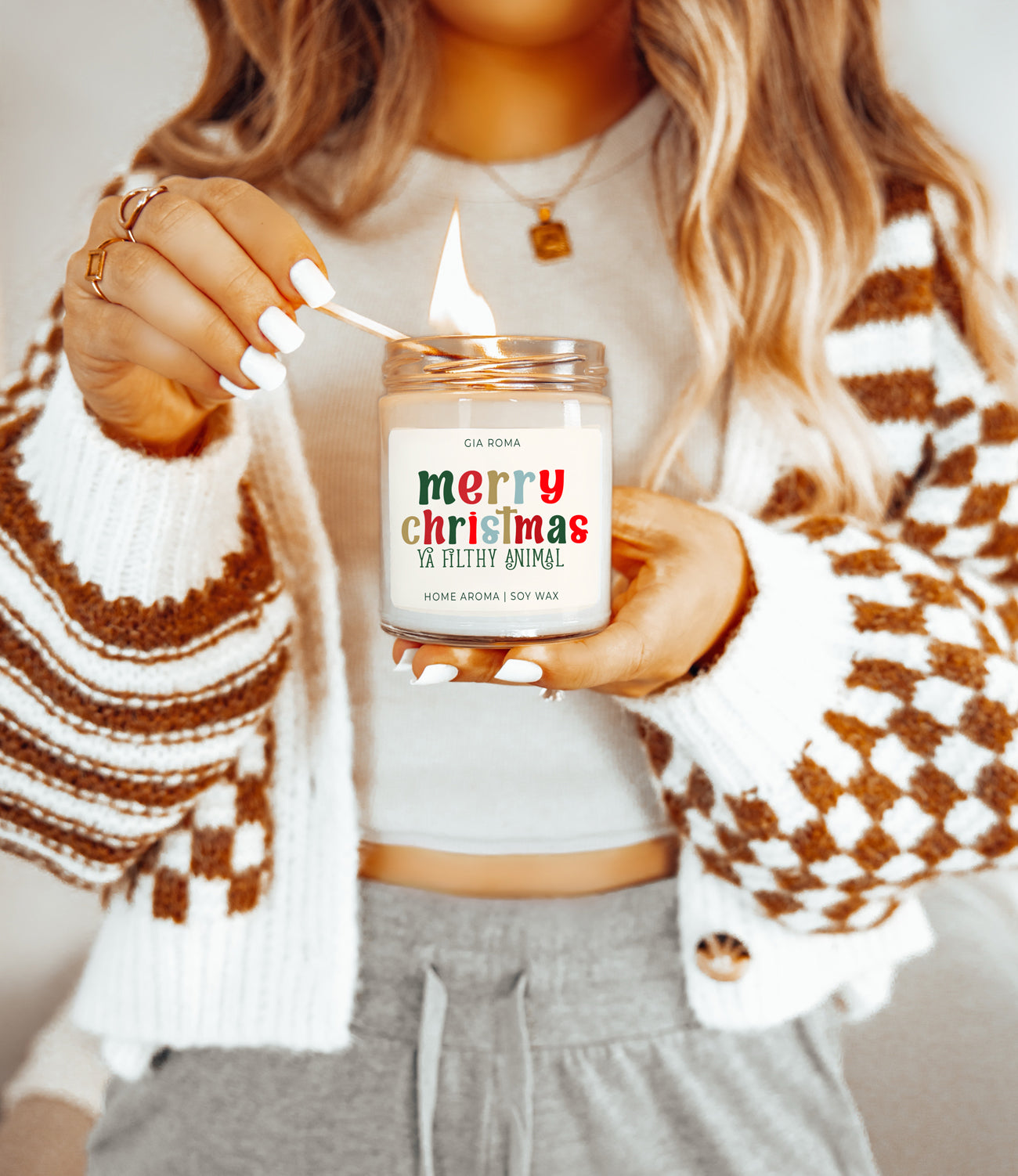 Holiday Christmas Candle Sweet Zesty Floral Rose Jasmine Scent 8oz
