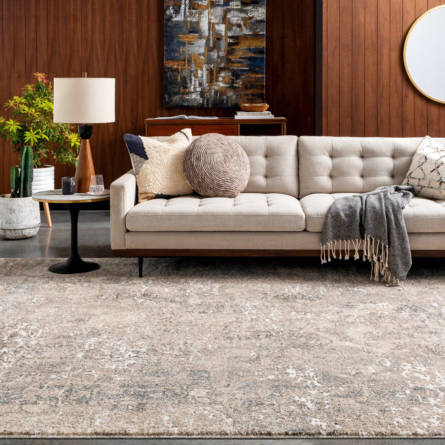 Holtsville Abstract Ivory Thick  Rug