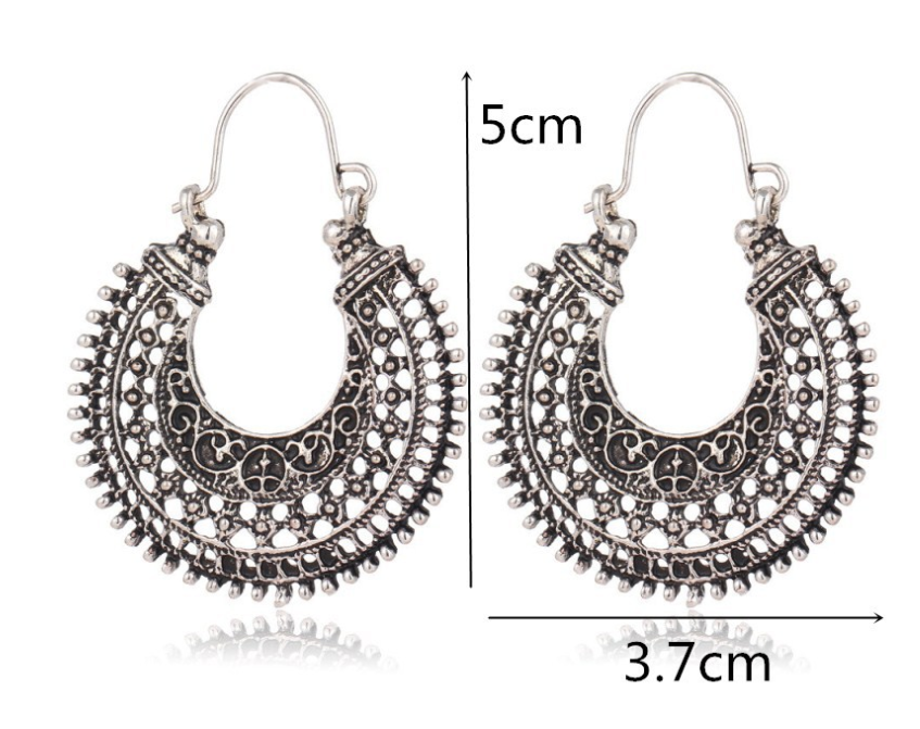 Vintage Metal Hollow Earrings (Handmade)