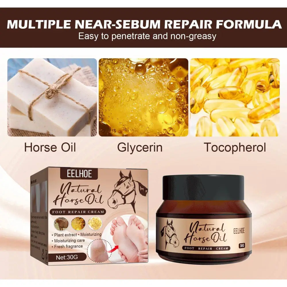 Horse Oil Foot Cream for Dry Cracked Feet