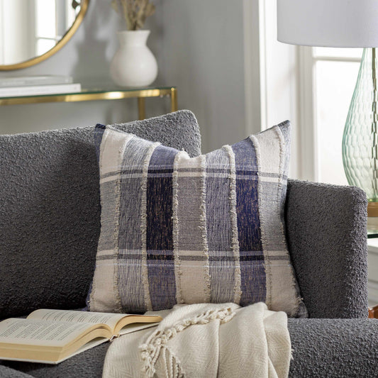 Harrells Navy Beige Plaid Accent Pillow-0