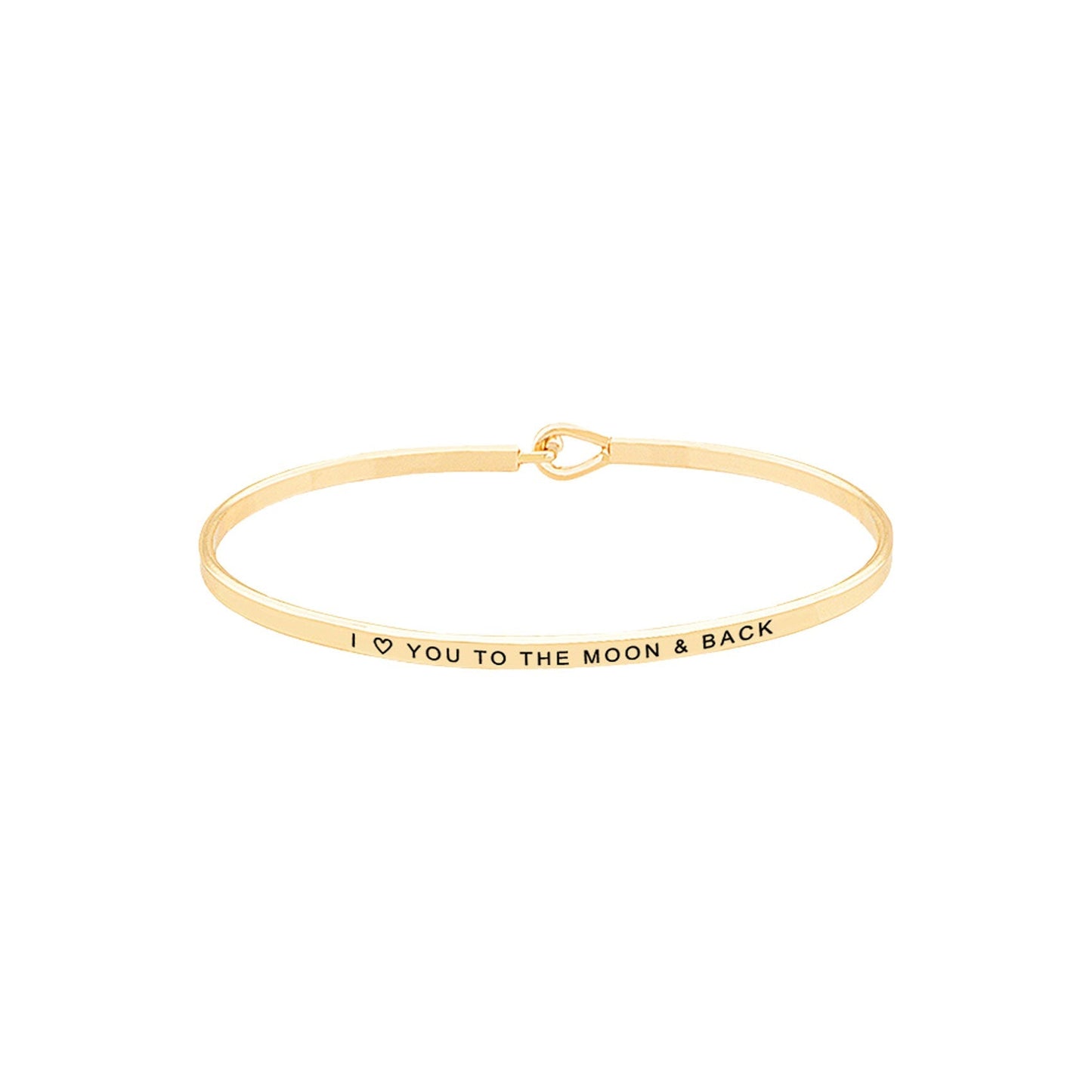 I Love You to the Moon & Back Brass Thin Metal Hook Bracelet