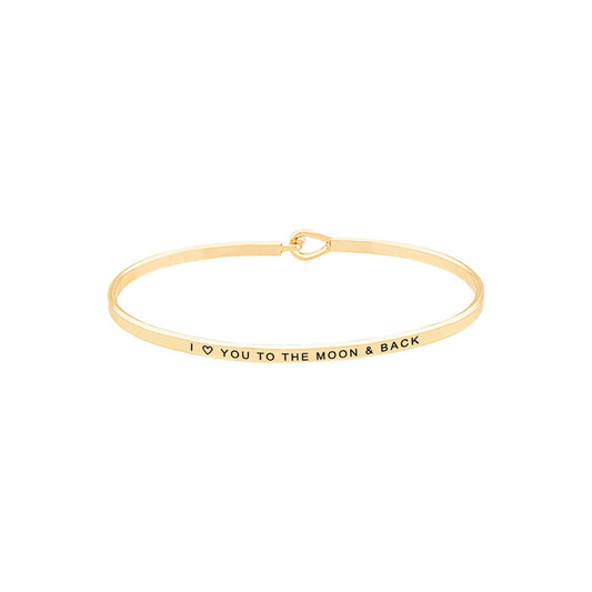 I Love You to the Moon & Back Brass Thin Metal Hook Bracelet