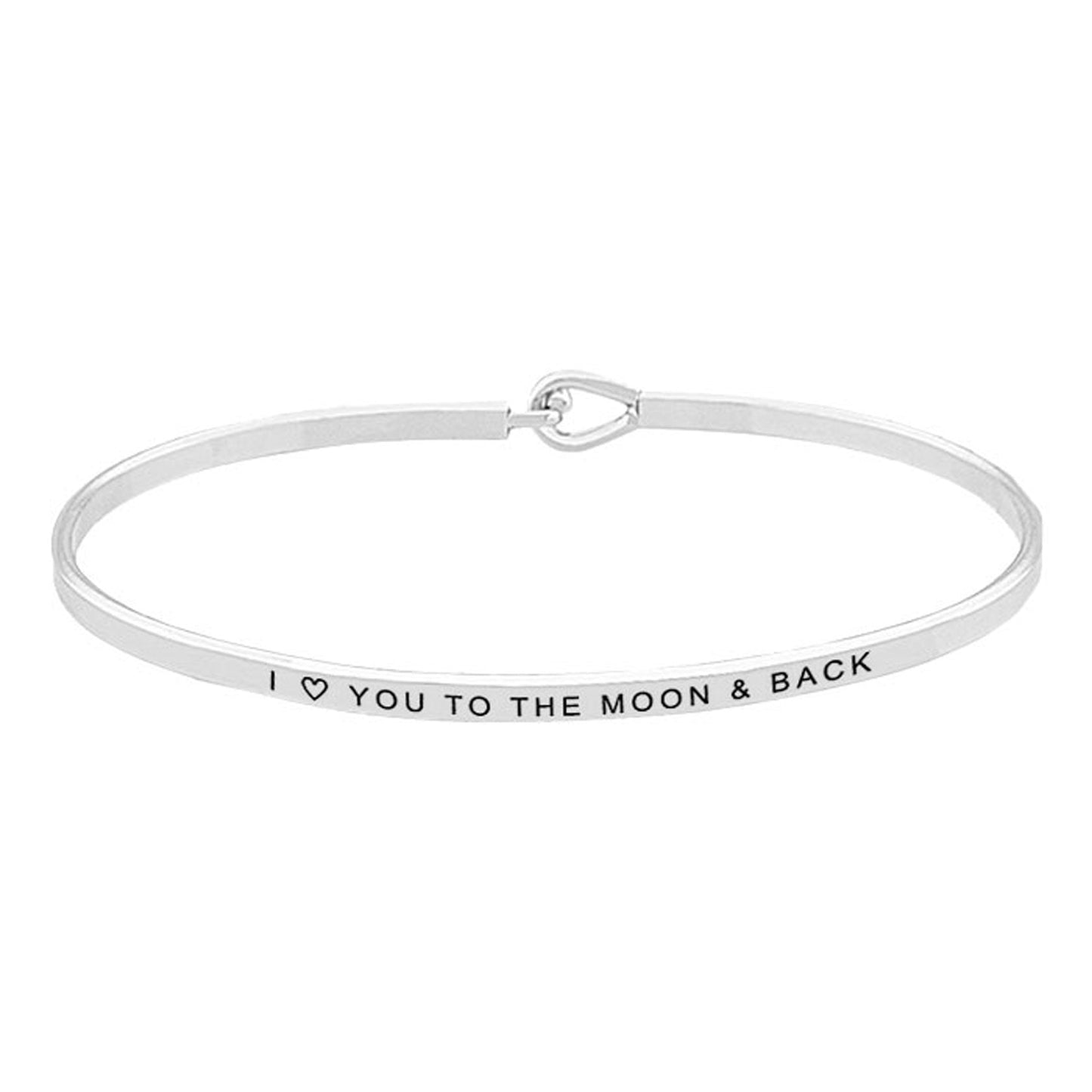 I Love You to the Moon & Back Brass Thin Metal Hook Bracelet