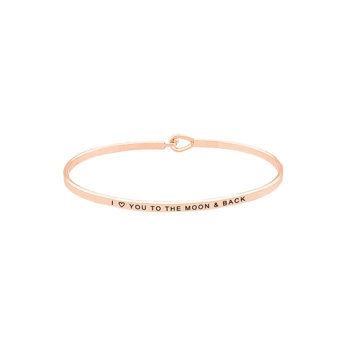 I Love You to the Moon & Back Brass Thin Metal Hook Bracelet