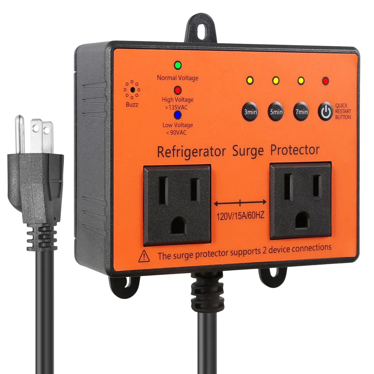 Refrigerator Surge Protector, 3-Outlet 120V