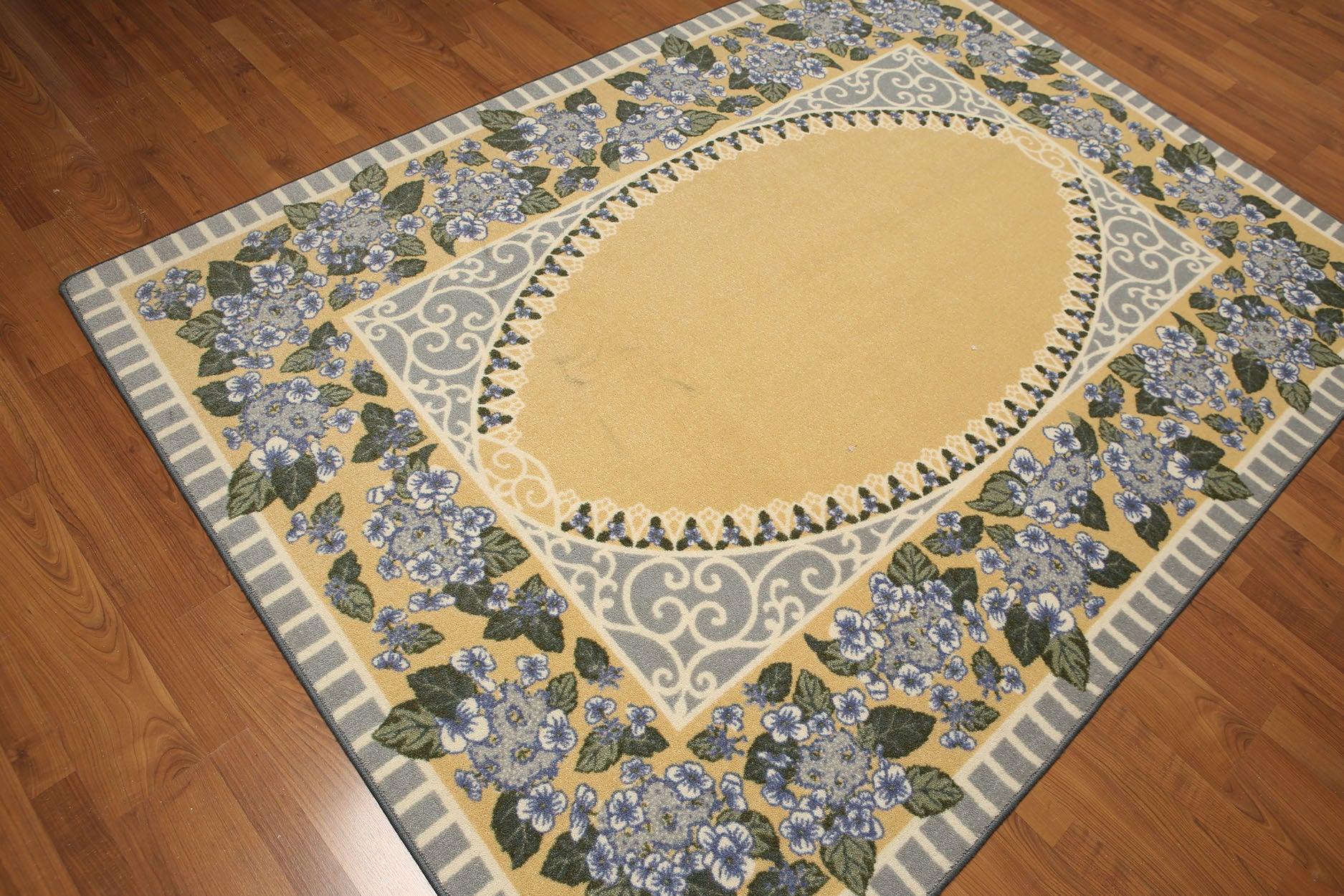 5'4"x7'8" Gold, Gray, Green, Blue, Multi Color Indonesian High Density Hand Carved Effect Modern Oriental Rug-1