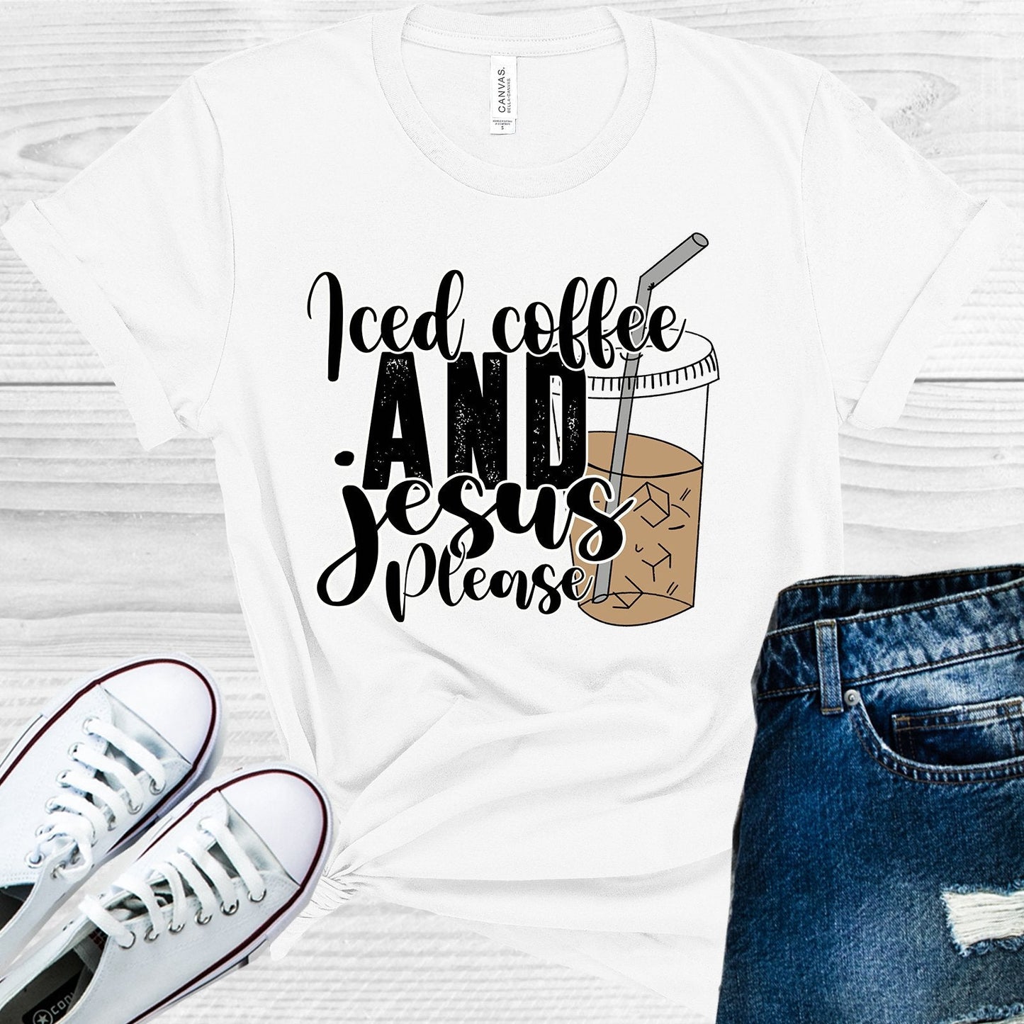 Iced Coffee and Jesus Please Graphic Tee