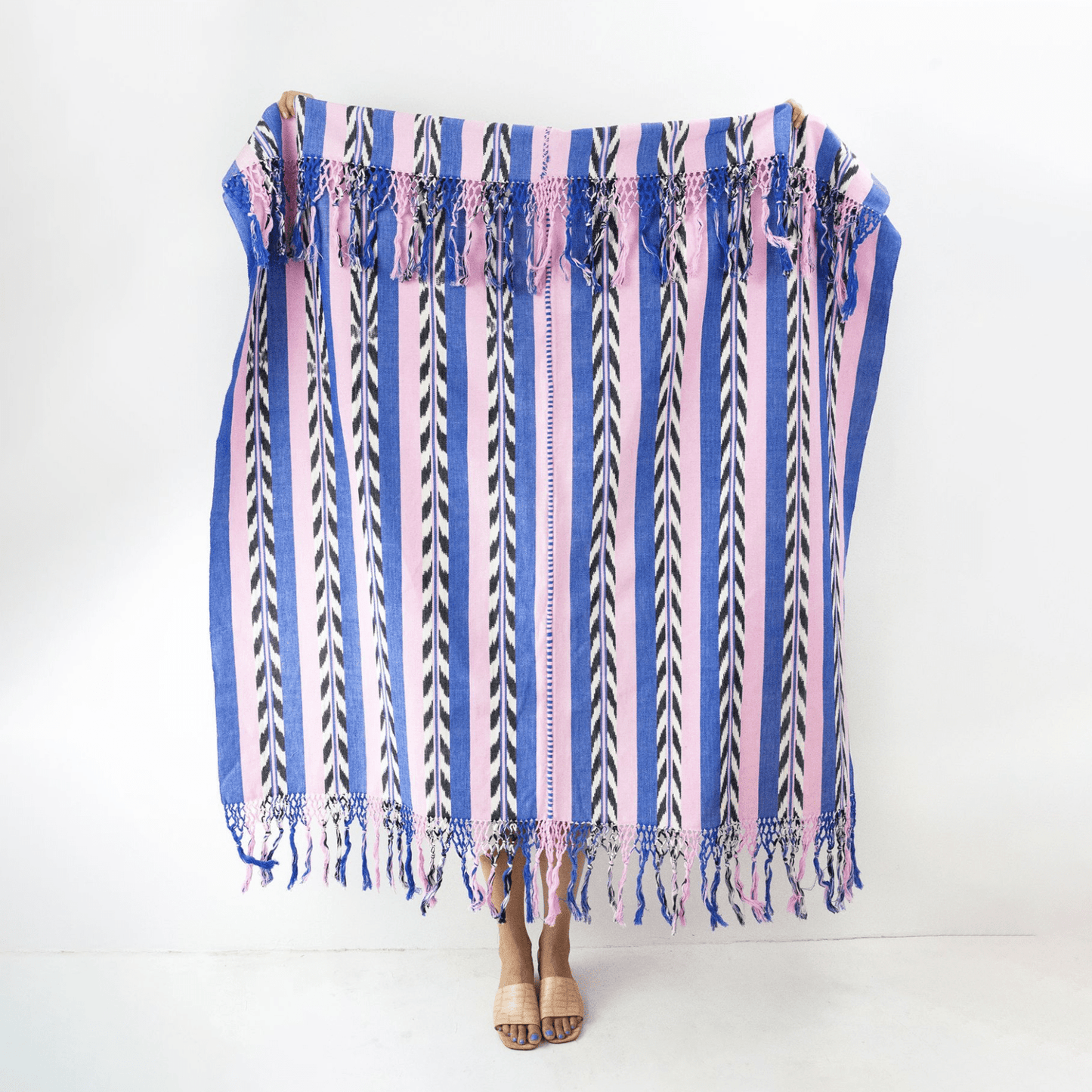 Backordered: Palm Ikat Blanket in Blue & Pink