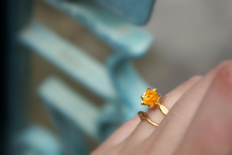 Tree Branch Ring with Orange Murano Glass, Sterling Silver Jewelry for Women, Adjustable-2