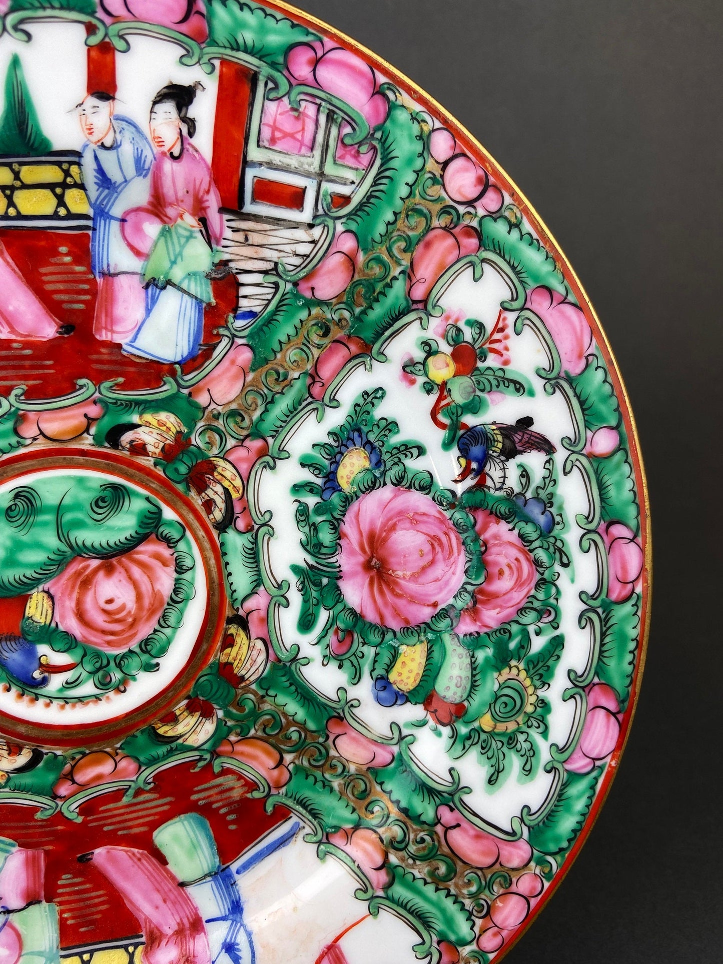 Vintage Asian Tea Set: Hand-Painted Serving Dishes, Hong Kong