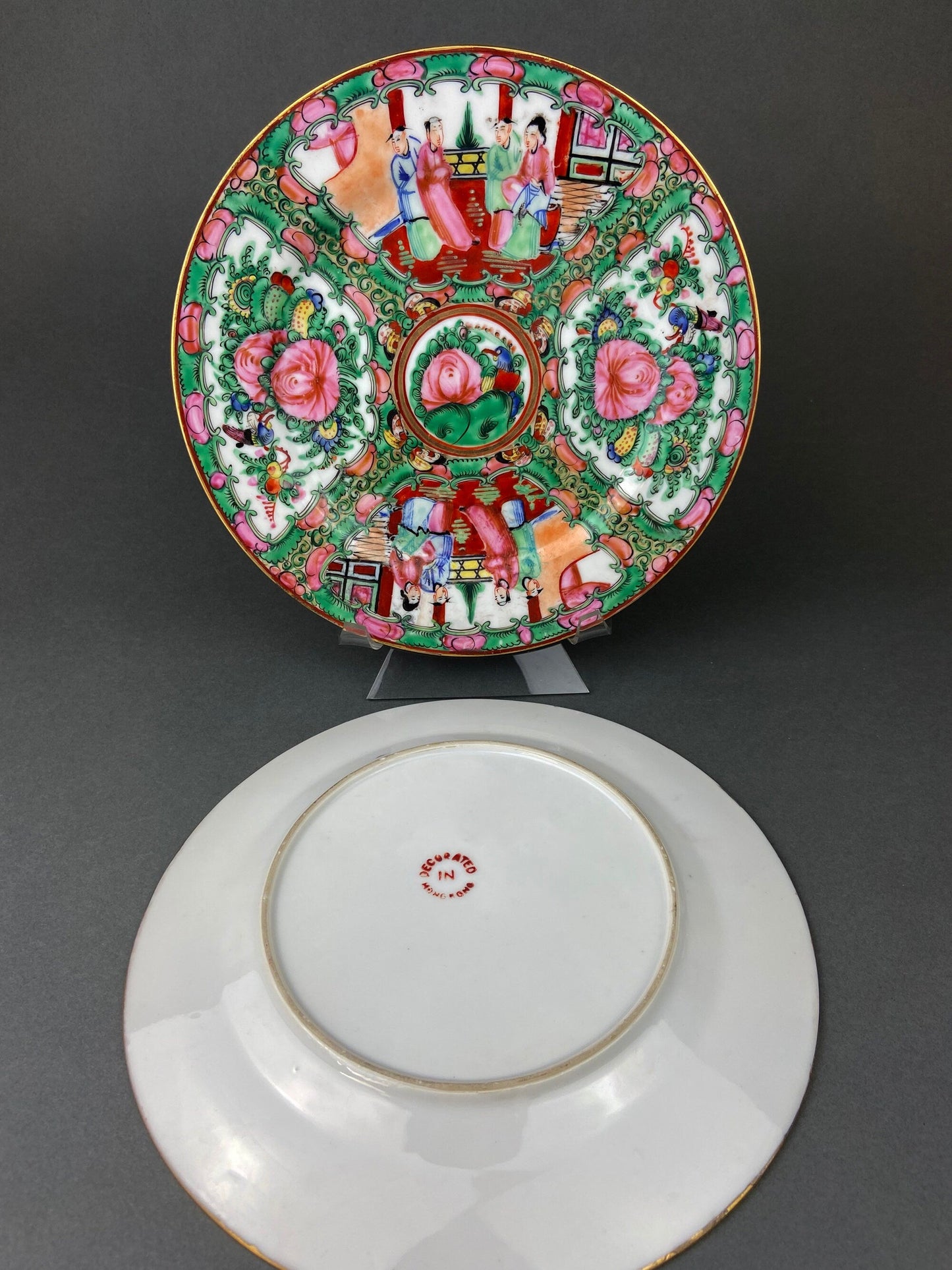 Vintage Asian Tea Set: Hand-Painted Serving Dishes, Hong Kong